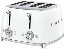 Тостер Smeg TSF03WHEU белый, 4 ломтика, корпус из нержавеющей стали, подогрев, размораживание, 6 уровней поджаривания